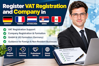 register vat registration and company in germany france, netherland, serbia peru