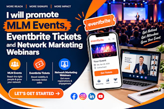 promote MLM events, eventbrite tickets and network marketing webinars