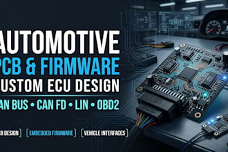 design custom automotive can bus, lin bus, ecu, can fd, and obd2 pcb, firmware