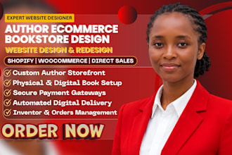 design a custom author ecommerce bookstore and shopify store