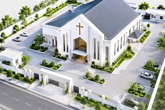 design 3d church, chapel, synagogue and worship space interiors