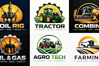 design a professional oil rig, tractor, combine logo