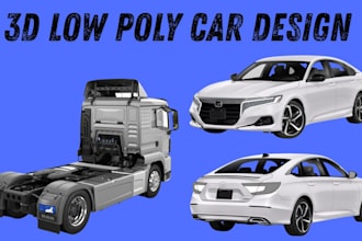 create 3d low poly car model for games, design 3d truck vehicle model