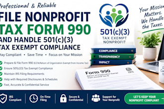 file nonprofit tax form 990 and handle 501c3 tax exempt compliance