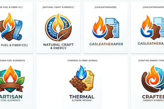 design a gas, leather, and paper logo