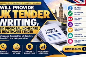 provide uk tender writing nhs tender bid proposal homecare and healthcare tender