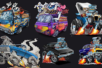 draw rat fink hot rod cartoon monters tshirt design car design