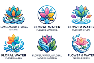 create a flower, water, and floral logo design