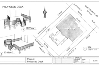 draw deck permit plans and deck construction drawings