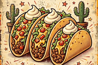 design vintage taco poster for mexican restaurant and food truck