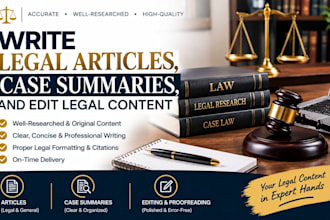 write legal articles, case summaries, and edit legal content