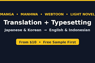 translate and typeset manga, manhwa, webtoon and light novels