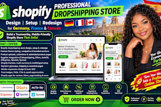 build german france canada usa shopify dropshipping store design shopify website