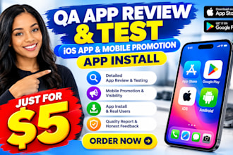 qa app review and test ios app and mobile promotion and app install
