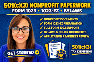 file your 501c3 paperwork non profit registration form 1023 ez and full bylaw