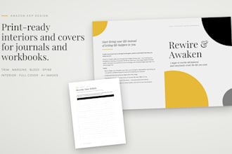 design a KDP journal or workbook interior and print ready cover