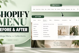 fix shopify menu and mega menu setup, with collection organization