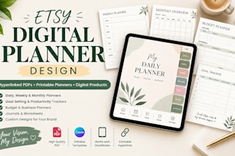 design,etsy digital planner,hyperlinked planner,etsy digital products,planner