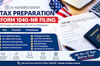 file form 1040nr US nonresident alien tax return and resolve late tax filing CPA