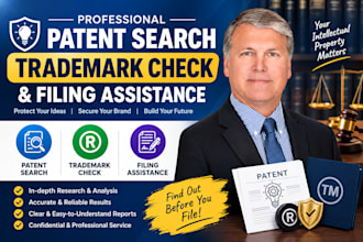 do patent search, trademark check and filing
