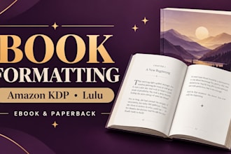 professionally format your book for amazon KDP and lulu