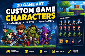 create 2d game characters, pixel art sprites and sprite sheets
