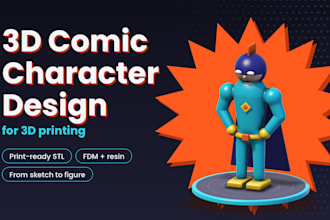 design 3d comic character model for 3d printing stl