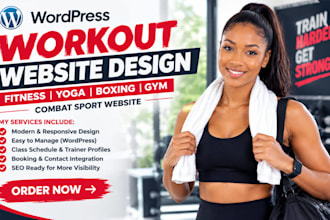 design wordpress workout website fitness yoga boxing gym combat sport website