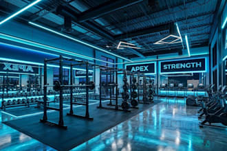 do 3d gym design, gym interior design and fitness center rendering in sketchup