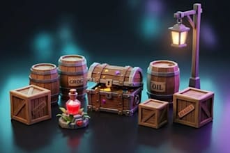 do game ready 3d assets, props and environments for unity and unreal engine