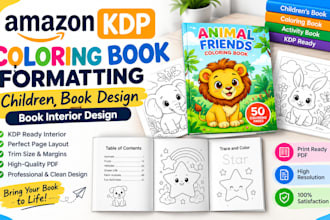 amazon KDP coloring book formatting, children book design, book interior design