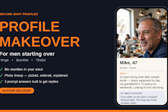 do a dating profile makeover for men over 35, hinge, bumble, tinder