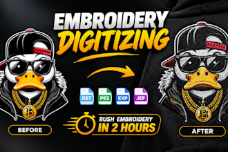 do embroidery design, digitize image for embroidery in dst pes