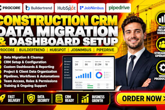 do procore data migration buildertrend hubspot CRM jobnimbus pipedrive dashboard
