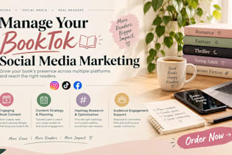 be your booktok manager for book promotion and author branding