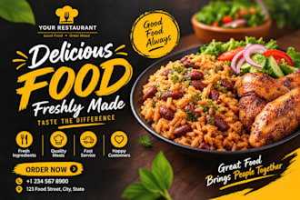 design professional food flyers and restaurant posters