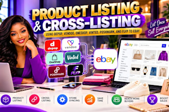list products using depop, vendoo, oneshop, vinted, poshmark, and flyp to ebay