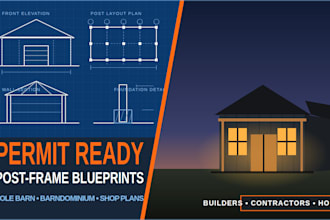 draft post frame blueprints and pole barn plans for permit