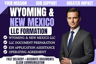 register your wyoming llc or new mexico llc and assist with ein application