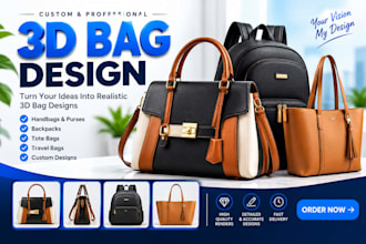 create 3d handbag design and realistic bag mockups