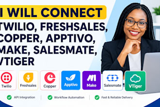 connect twilio, freshsales, copper, apptivo, make, salesmate, vtiger