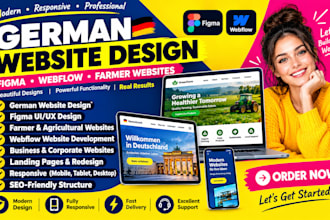 create german figma website design, figma design, farmer website and webflow