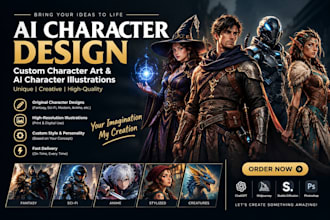 create ai character design, custom character art and ai character illustrations