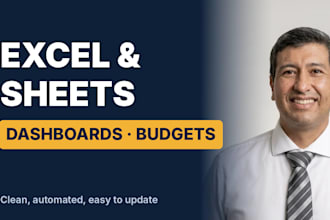 create excel and google sheets spreadsheets, dashboards and budgets