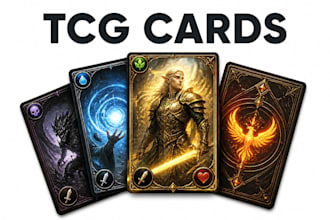 design custom card game art, tcg cards and board game assets