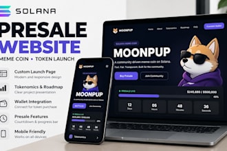 build solana presale website, meme coin launch page and token sale website