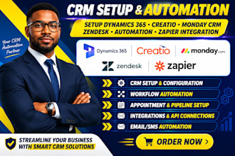 setup dynamics 365 creatio monday crm  zendesk automation zapier integration