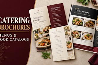 design catering brochure, menus and food catalogs