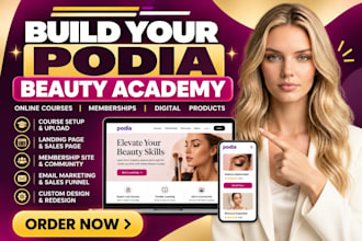 build a podia online course platform for beauty academies and coaches