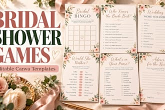 design editable bridal shower games and printable bundles